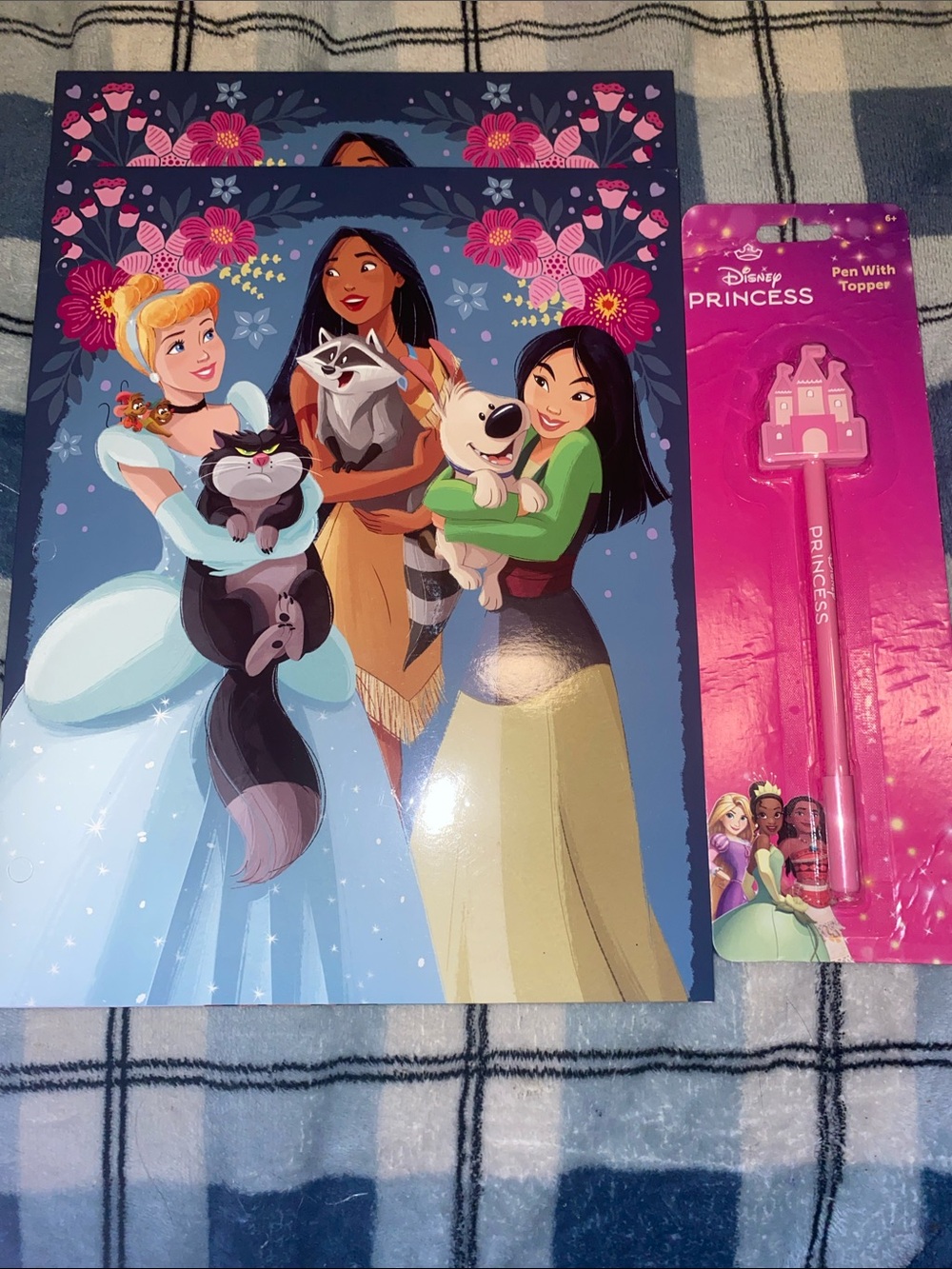 Disney Princess set of 2 Folders and 1 Disney Princess Castle Topper Pen